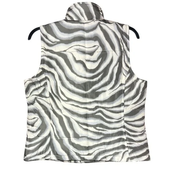 Chaps by Polo Ralph Lauren Women's NEW Puffer Vest Zebra Print Full Zip Size XL - Picture 2 of 5